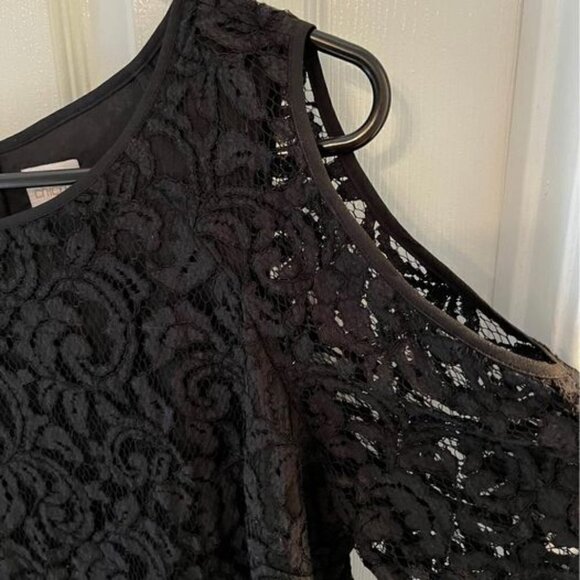 Chicos Black Cold-Shoulder Lace Dress Size 10 / 1.5 - Picture 6 of 10